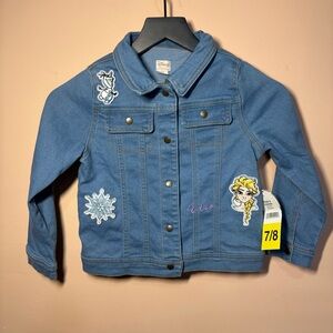 Disney Frozen Elsa Denim Jacket Girls 7/8 NWT